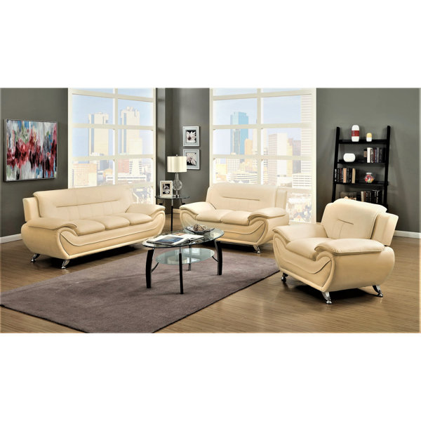 Orren Ellis Quadree 3 Piece Faux Leather Living Room Set & Reviews